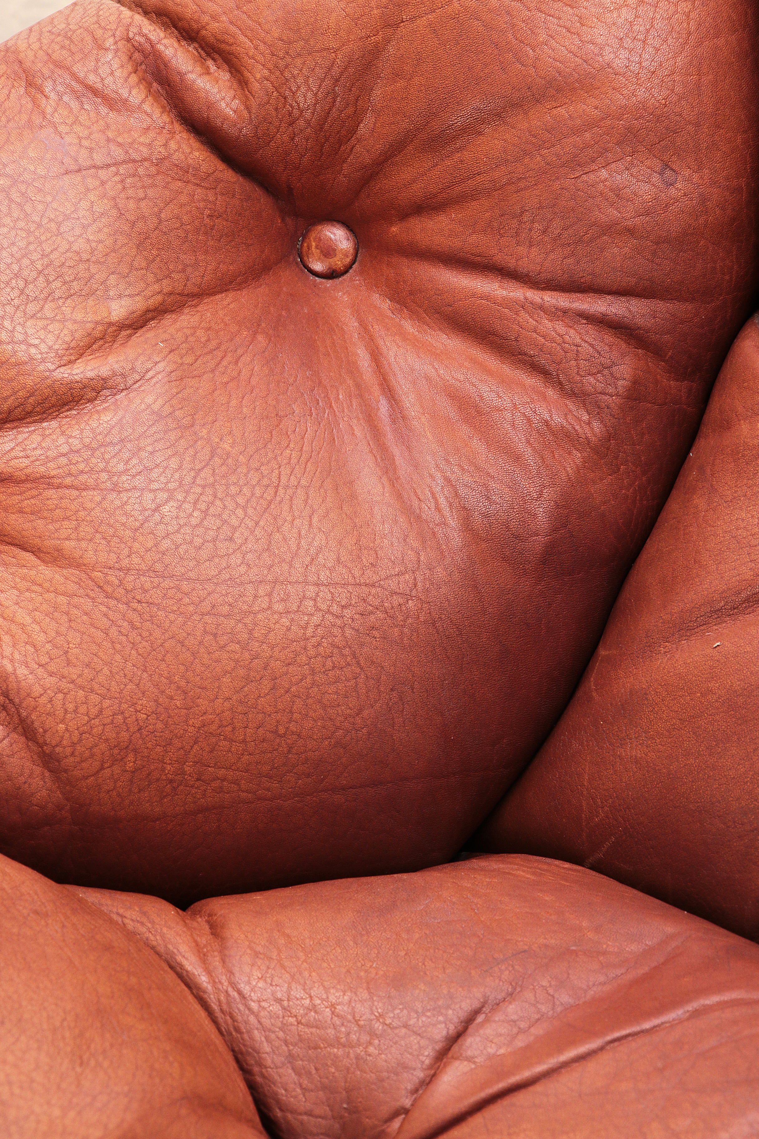 Vintage Gognac kleur Lounge set van Illum Wikkelso voor Ryesberg Mobler 1970