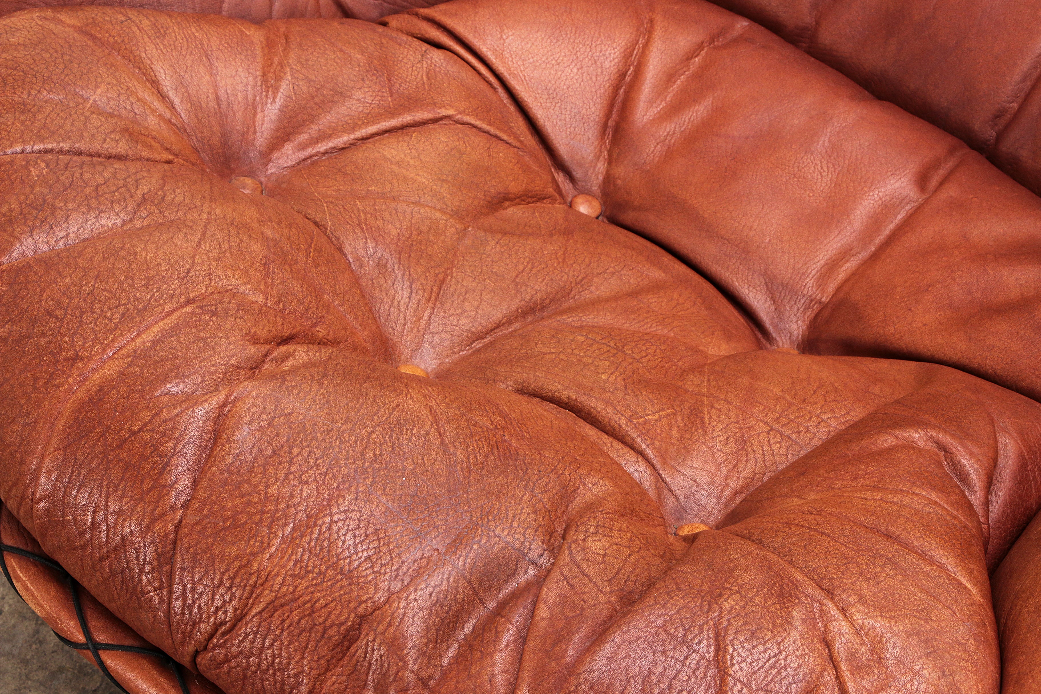 Vintage Gognac kleur Lounge set van Illum Wikkelso voor Ryesberg Mobler 1970