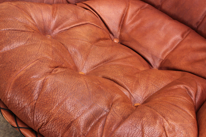 Vintage Gognac kleur Lounge set van Illum Wikkelso voor Ryesberg Mobler 1970