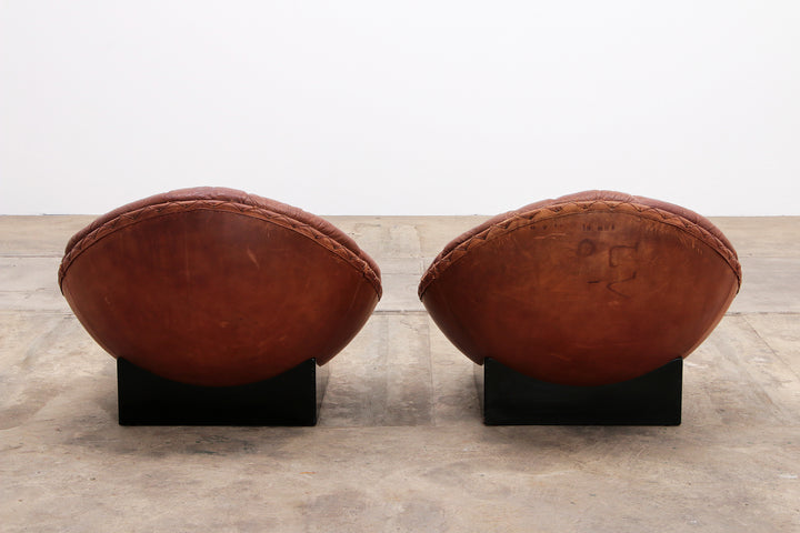 Vintage Gognac kleur Lounge set van Illum Wikkelso voor Ryesberg Mobler 1970