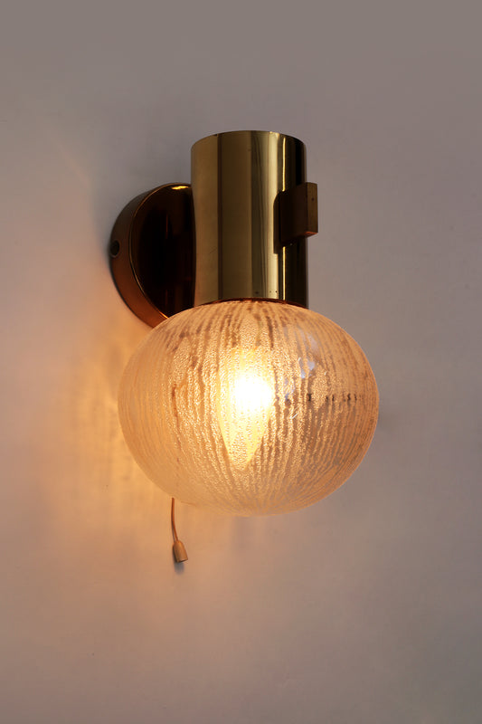 Hans-Agne Jakobsen Brass Wall Lamp with Glass, Sweden 1960