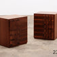Luciano Frigerio Brutalist masive wood bedside tables 1970 Italy.