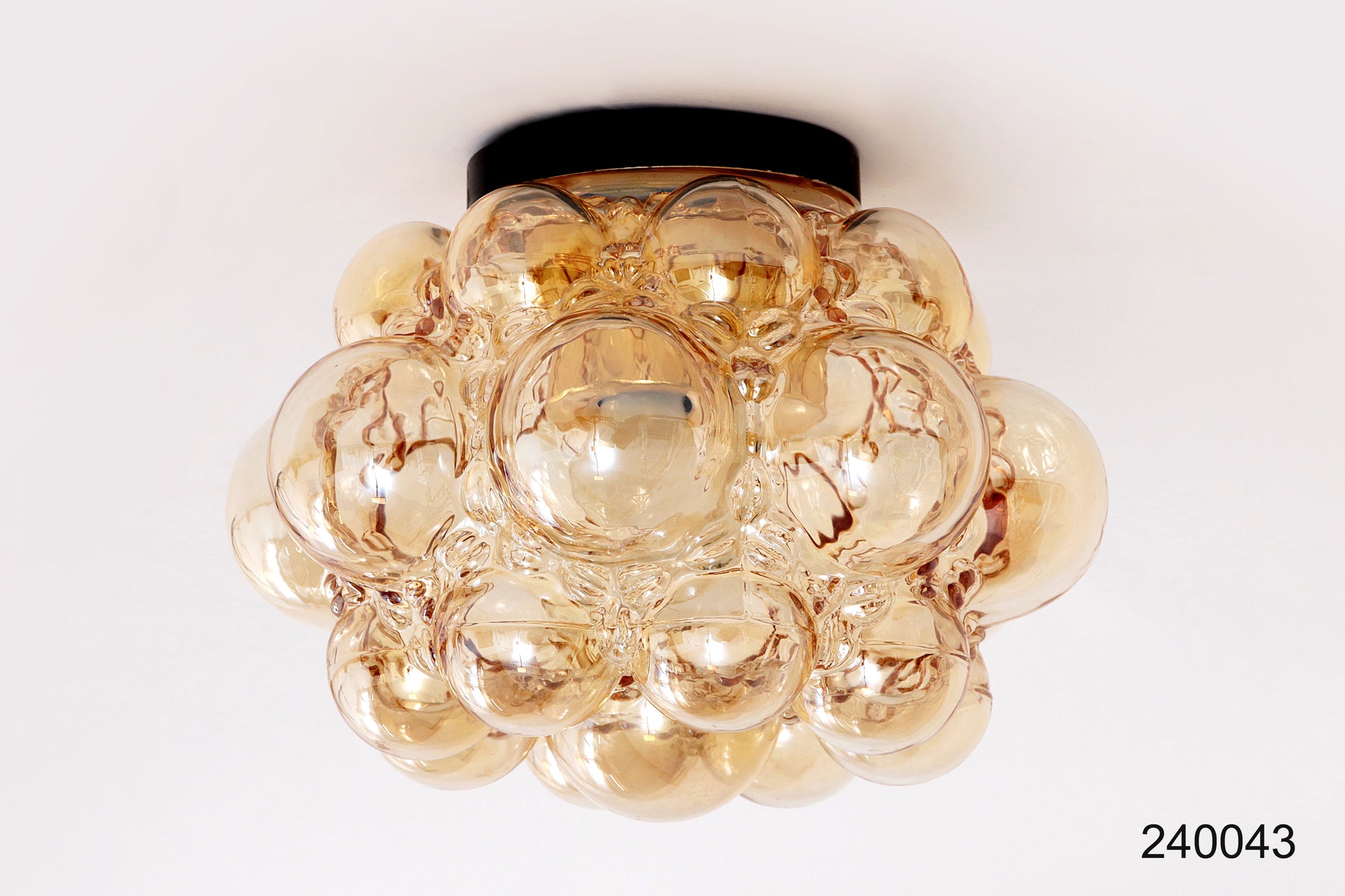Vintage Amberkleurige Bubbelglaslamp Helena Tynell, 1960