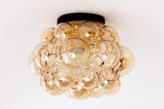 Vintage Amberkleurige Bubbelglaslamp Helena Tynell, 1960