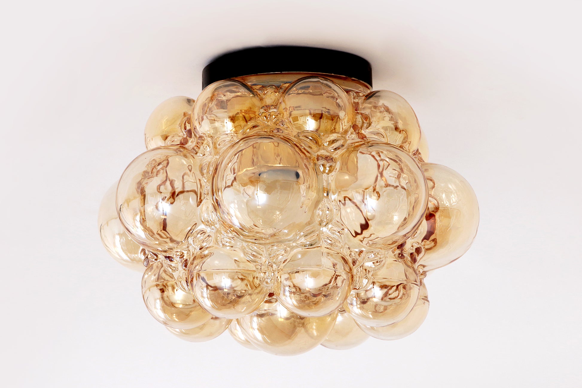 Vintage Amberkleurige Bubbelglaslamp Helena Tynell, 1960