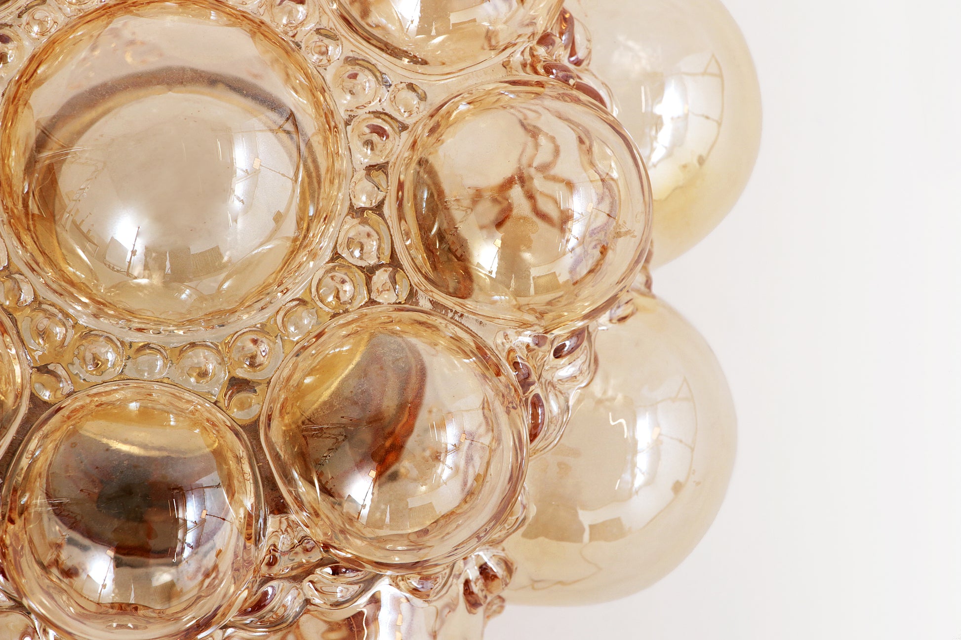 Vintage Amberkleurige Bubbelglaslamp Helena Tynell, 1960