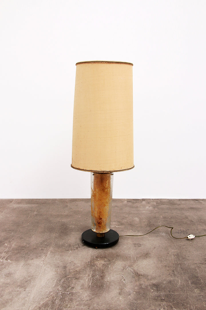 Brutalistische Tafellamp Marmer & Glas, Vintage 1980