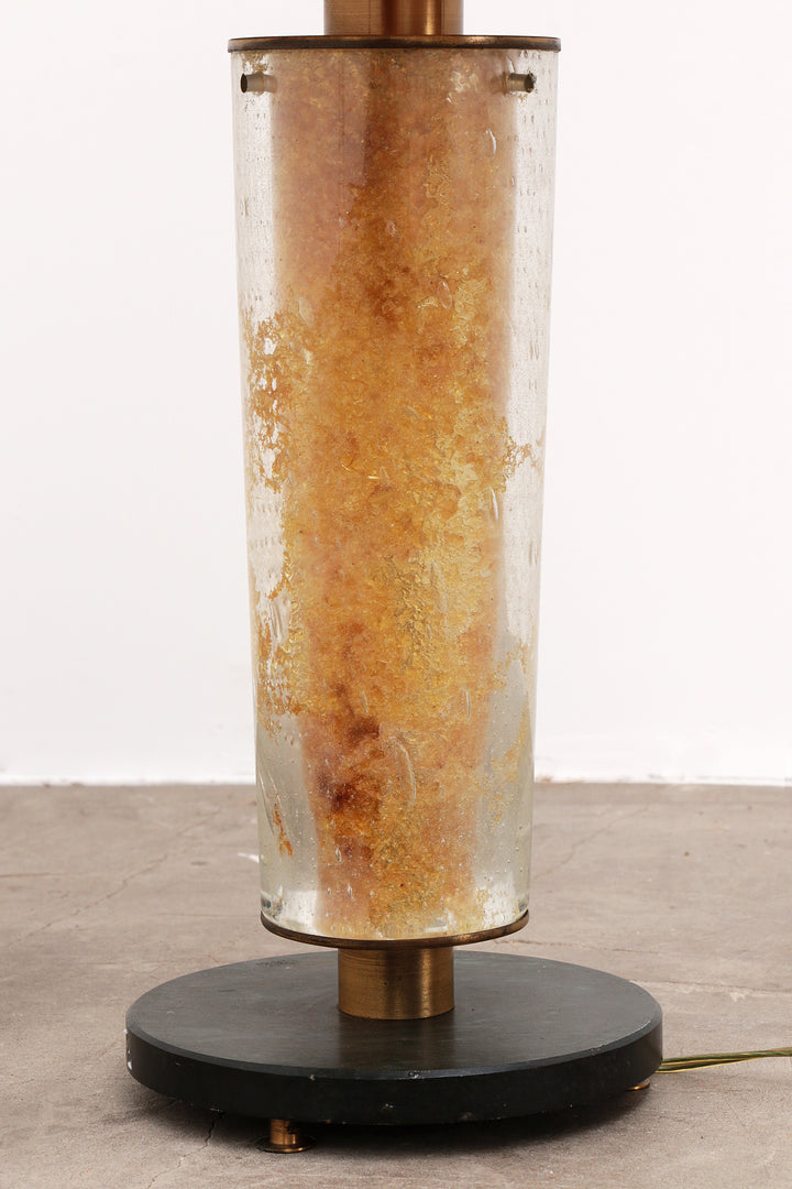 Brutalistische Tafellamp Marmer & Glas, Vintage 1980