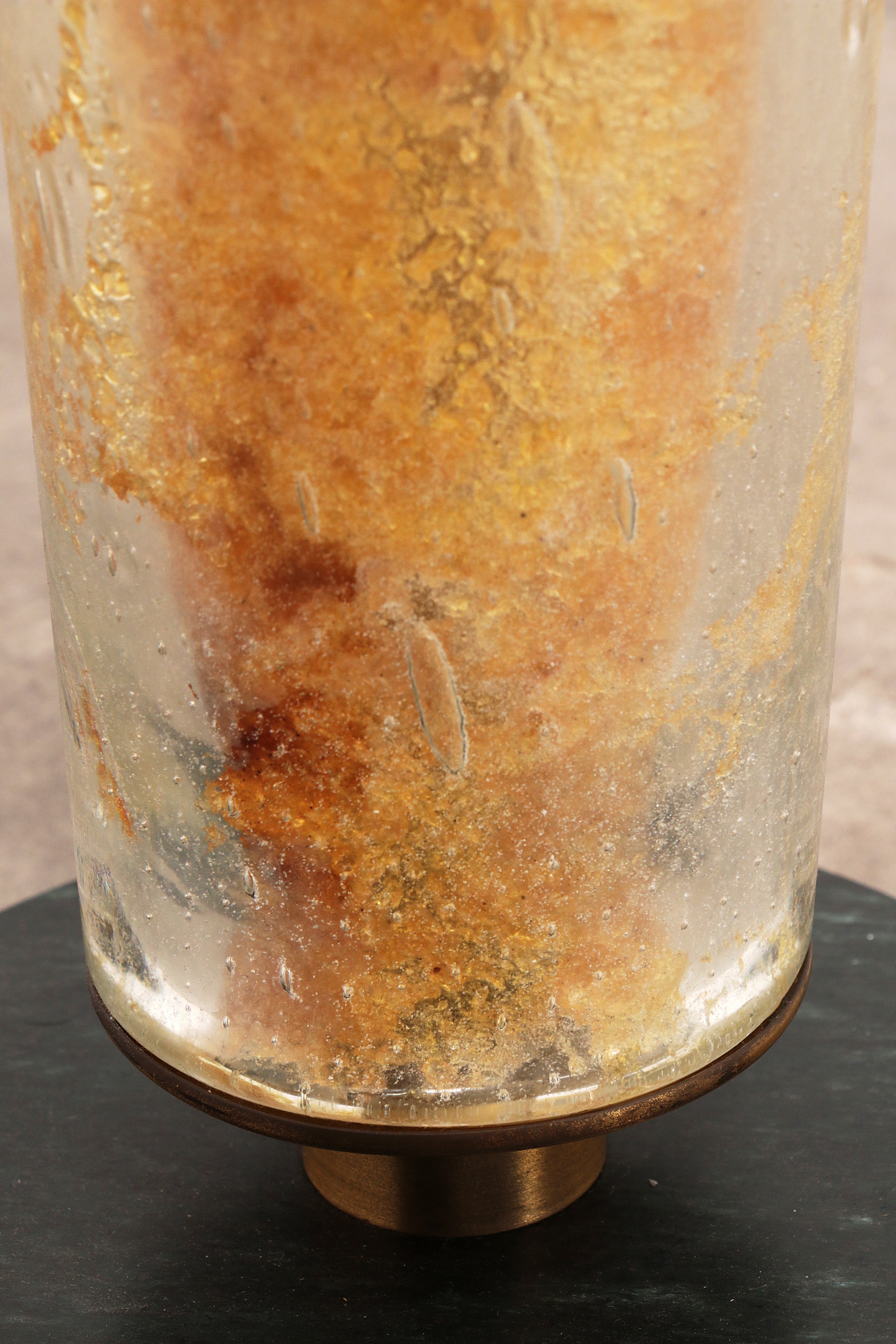 Brutalistische Tafellamp Marmer & Glas, Vintage 1980