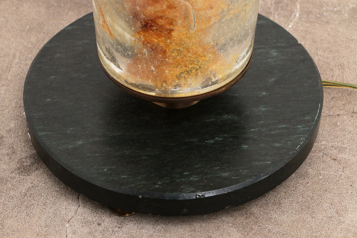 Brutalistische Tafellamp Marmer & Glas, Vintage 1980