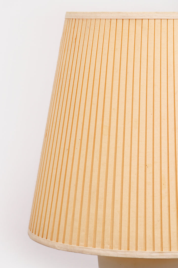 Witte Glazen Tafellamp Hollywood Regency Stijl met Pliché Kap