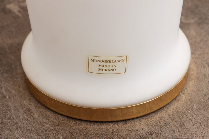 Witte Glazen Tafellamp Hollywood Regency Stijl met Pliché Kap