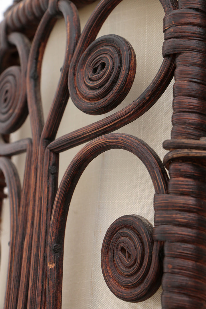 Bamboe Vloerlamp met Stoffenkap - Vintage Uitstraling uit de Jaren 50