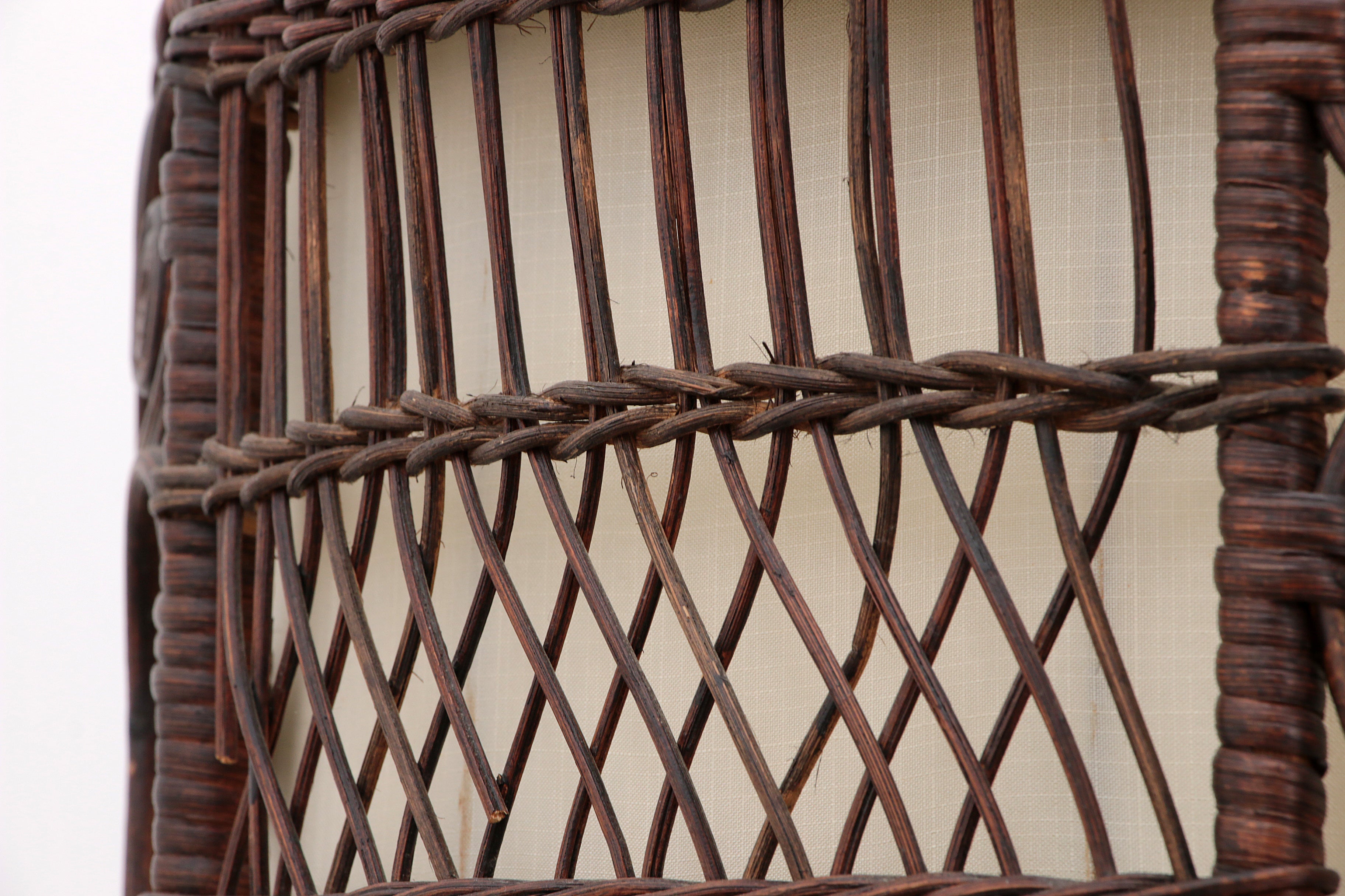 Bamboe Vloerlamp met Stoffenkap - Vintage Uitstraling uit de Jaren 50