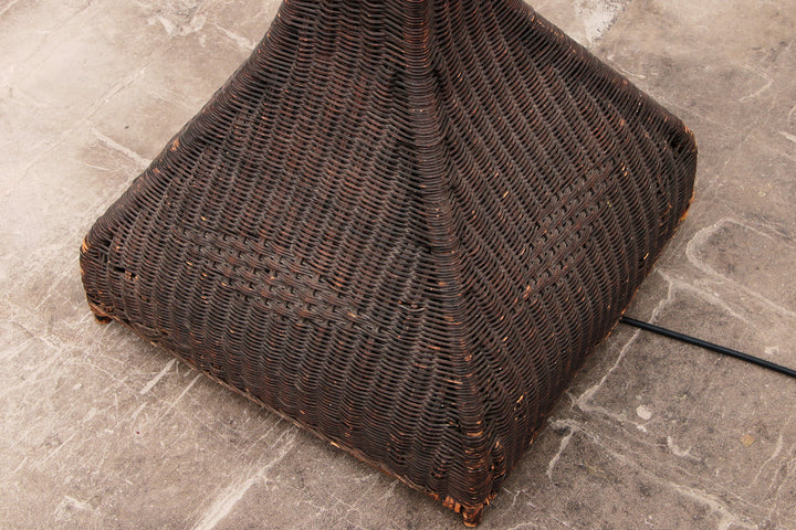 Bamboe Vloerlamp met Stoffenkap - Vintage Uitstraling uit de Jaren 50