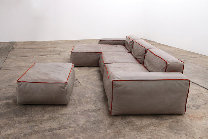 Modulaire Italiaanse Leren Bank Riff van Flexteam - Set van 4