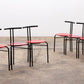 Postmoderne Eettafel Stoelen met Rode Zitting - Set van 6