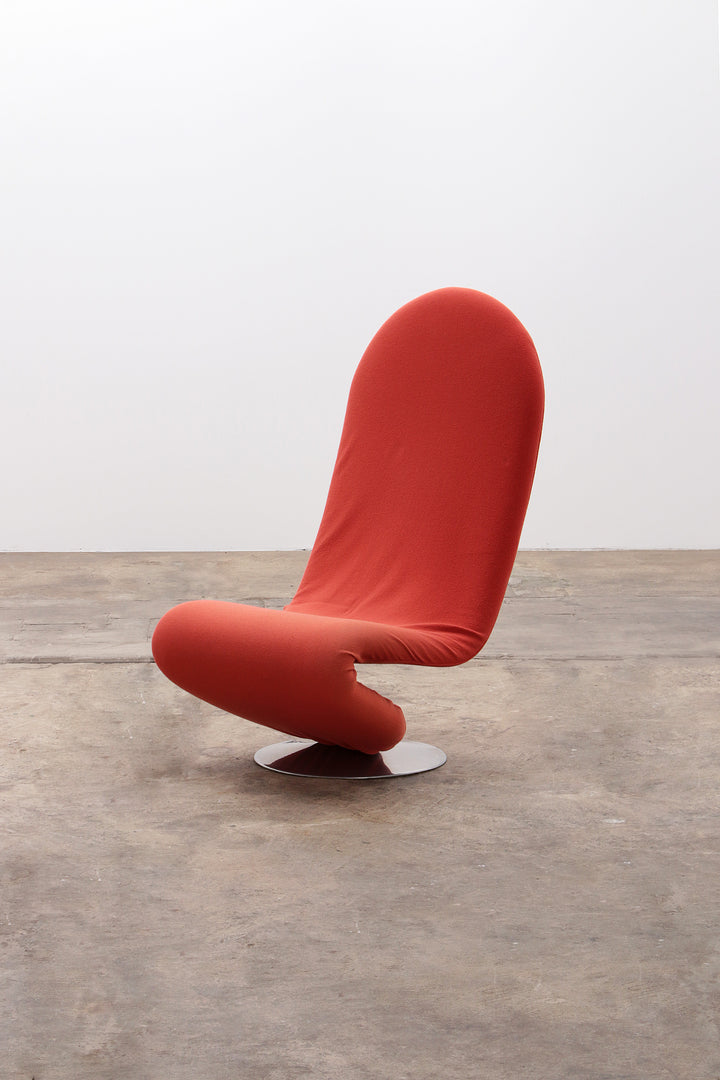 Verner Panton 1-2-3 Stoel met Hoge Rugleuning - Rood/Oranje, 1973
