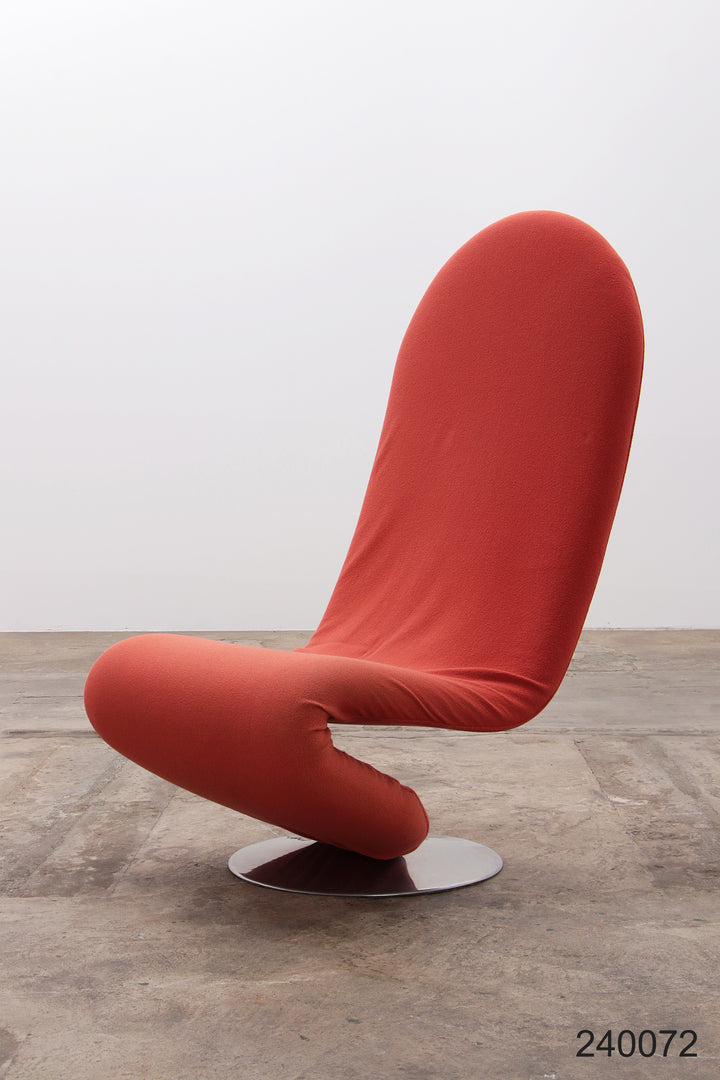 Verner Panton 1-2-3 Stoel met Hoge Rugleuning - Rood/Oranje, 1973