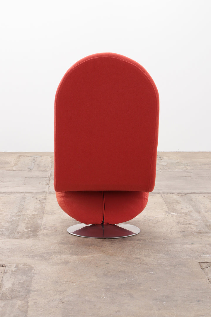 Verner Panton 1-2-3 Stoel met Hoge Rugleuning - Rood/Oranje, 1973