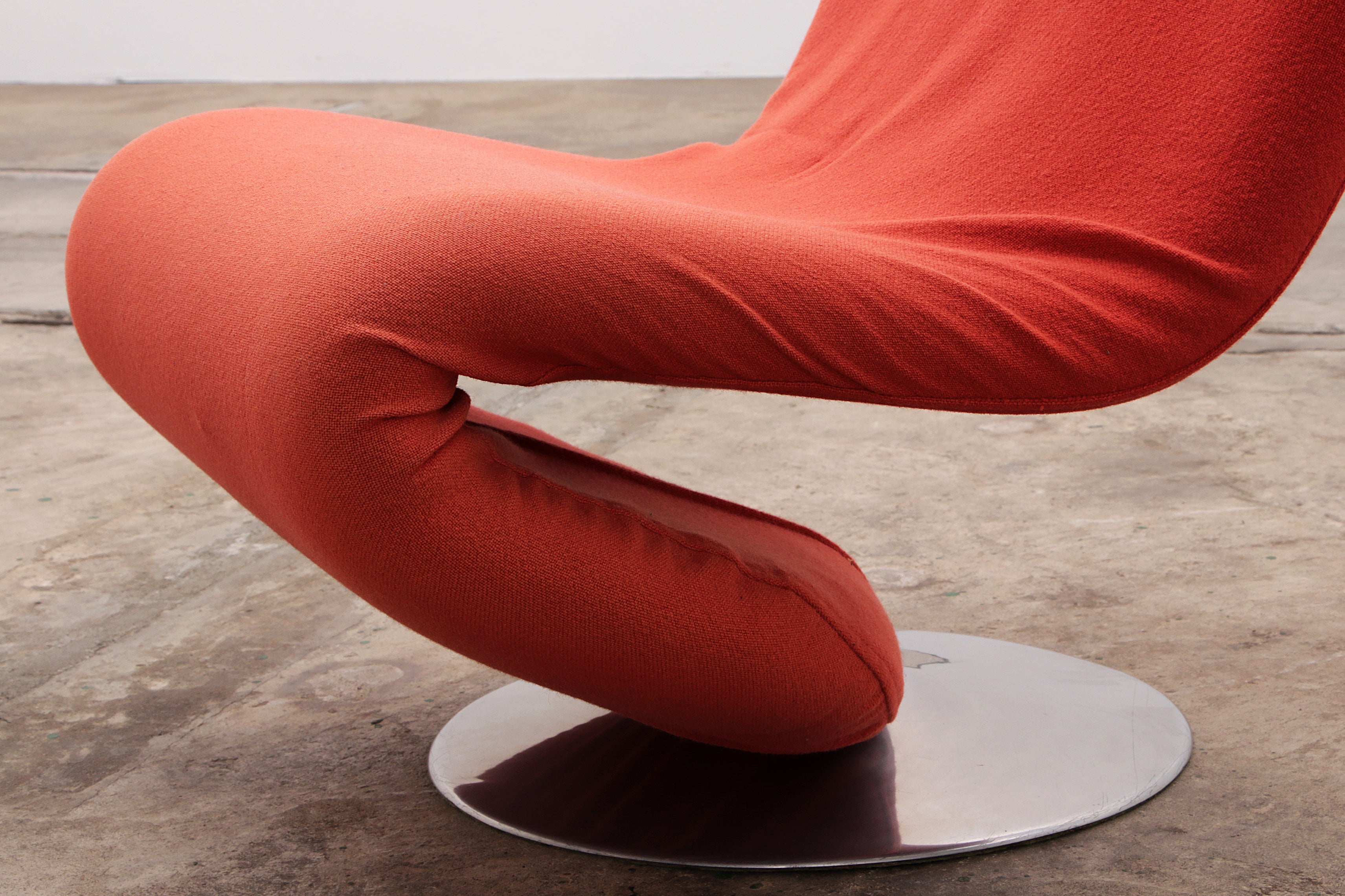 Verner Panton 1-2-3 Stoel met Hoge Rugleuning - Rood/Oranje, 1973
