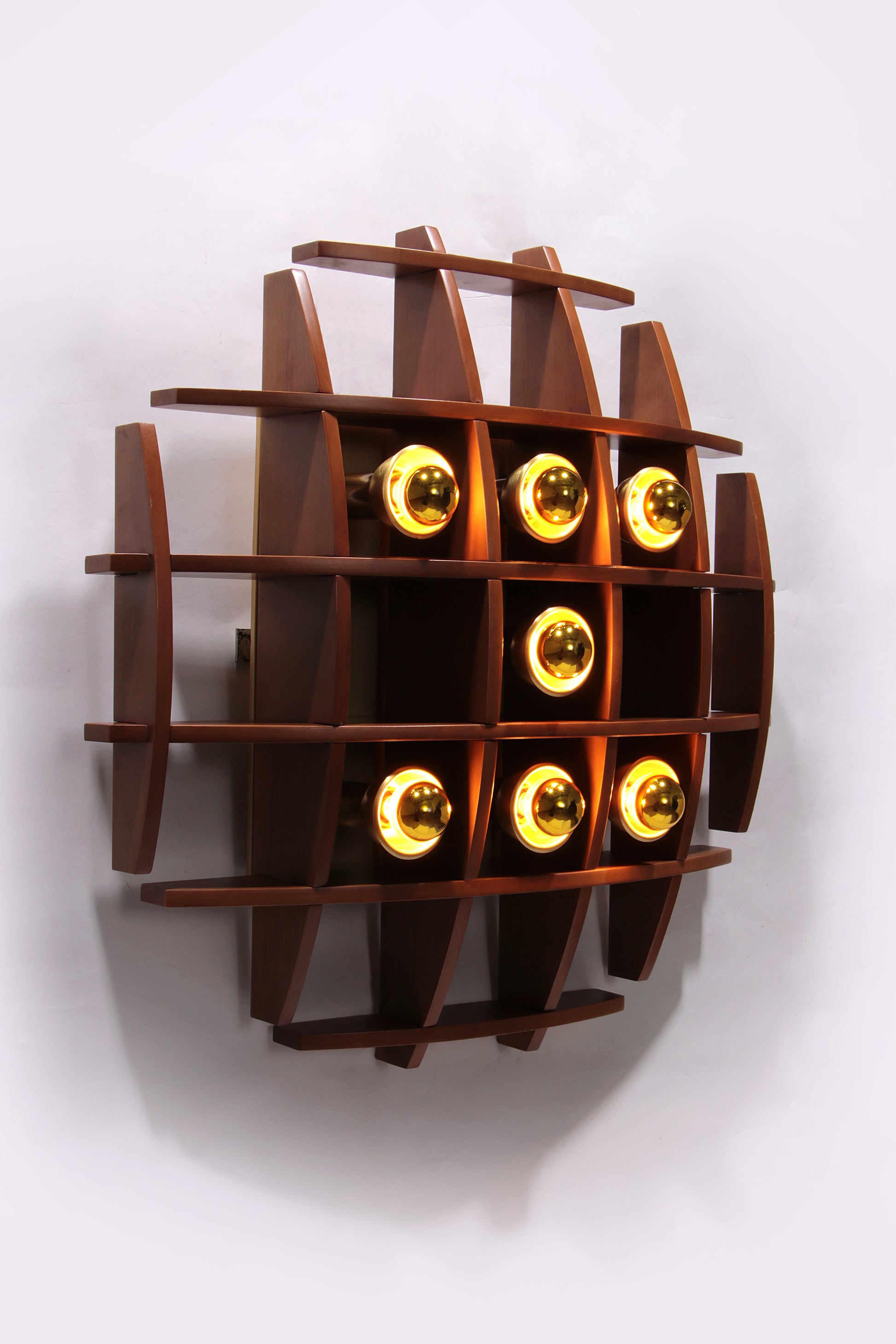 Iconische Houten wandlamp van Angelo Brotto, Jaren '60 Design