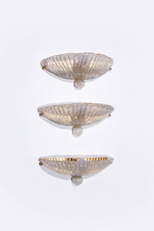 Italiaanse set van drie Muranoglas wandlampjes,1960