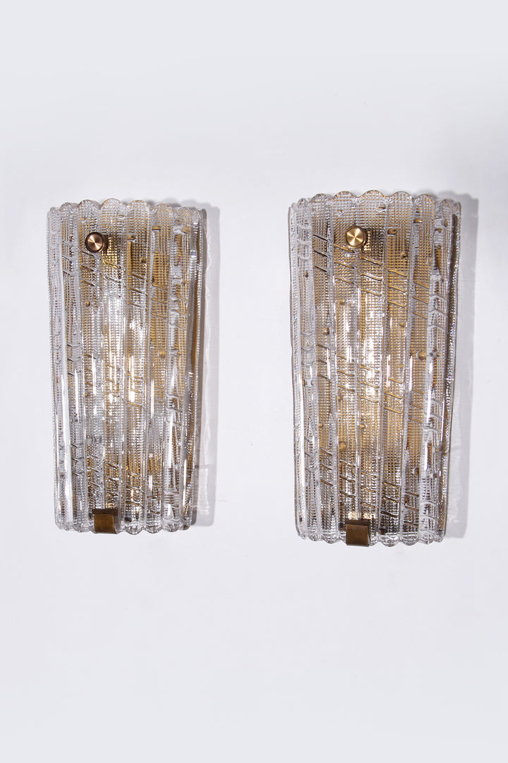 Orrefors Design XXL Wandlampen van Carl Fagerlund glas en messing, 1960s
