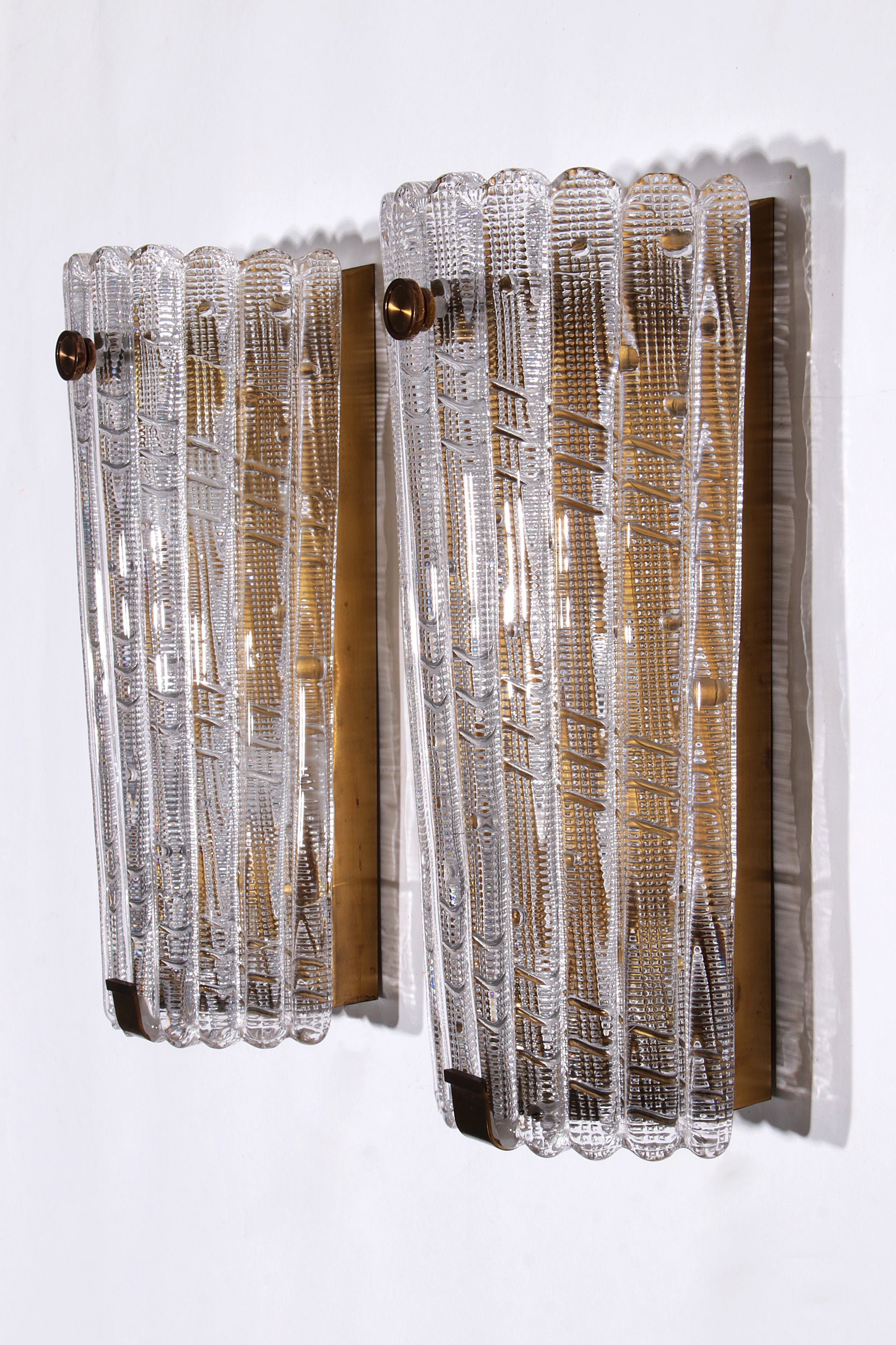 Orrefors Design XXL Wandlampen van Carl Fagerlund glas en messing, 1960s