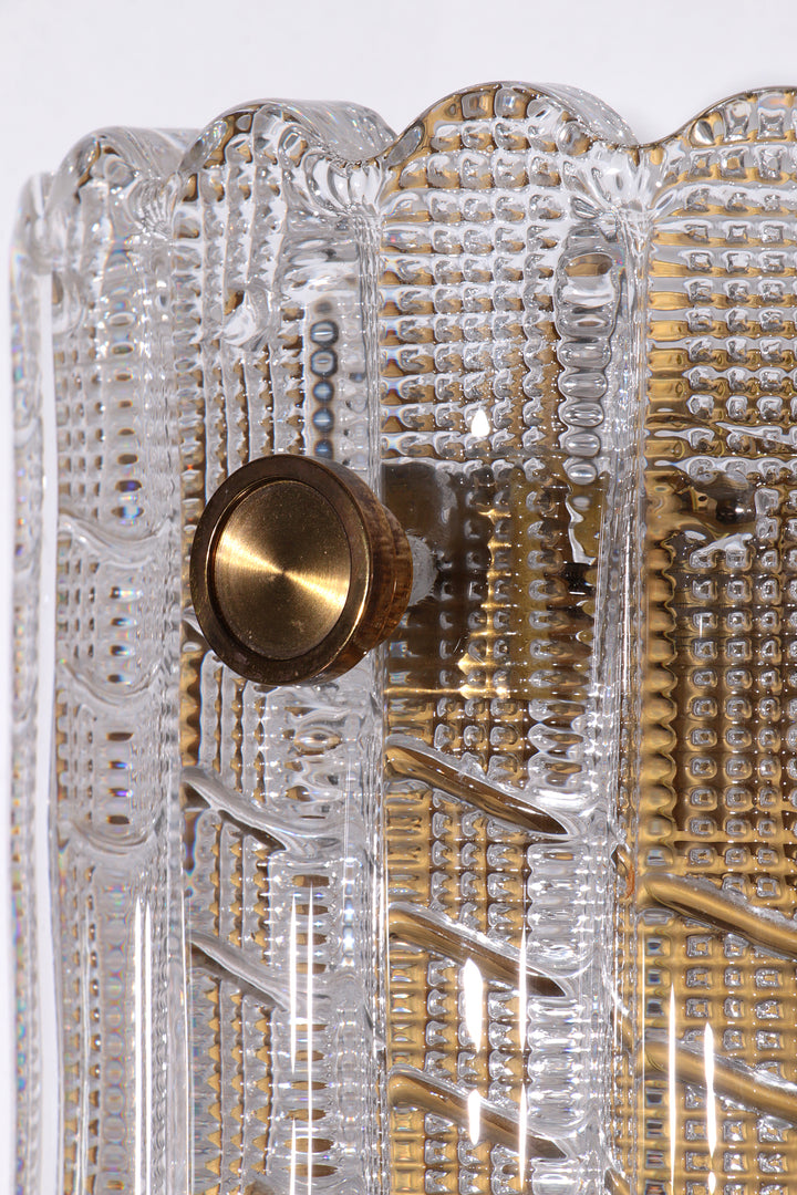 Orrefors Design XXL Wandlampen van Carl Fagerlund glas en messing, 1960s