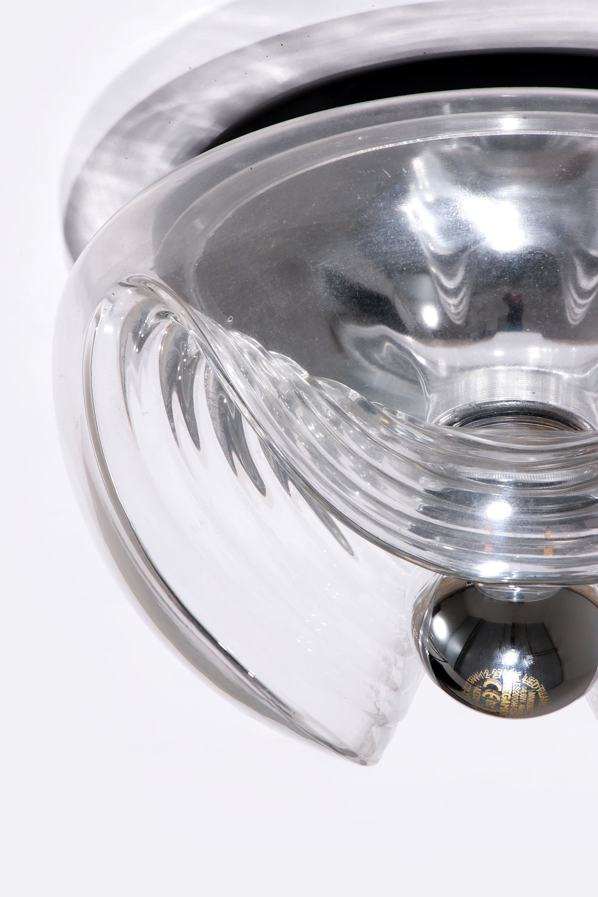 Vintage Wave Plaffondlamp van Peill & Putzler Clear glas