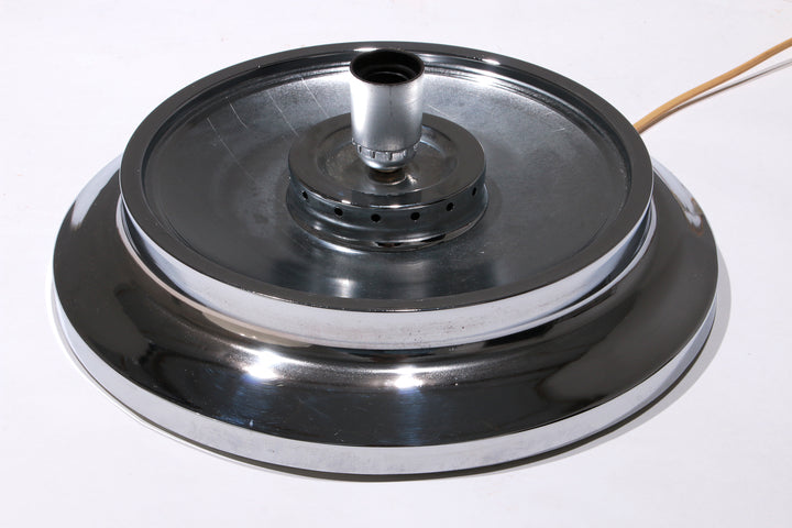 Grote Space age Doria tafellamp met witglas en chromen voet,1960