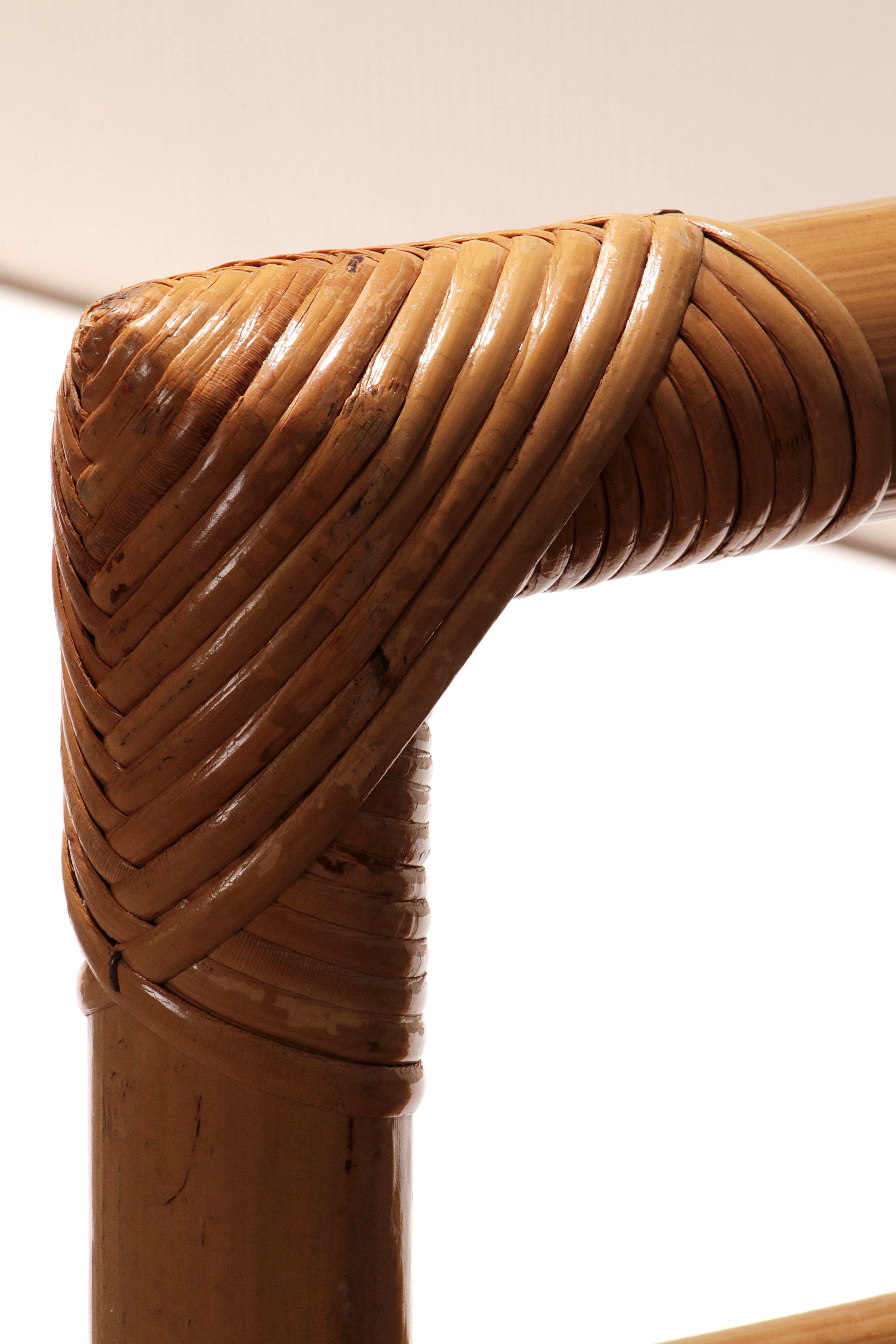 Vintage Italiaanse Bamboe Bank met Kussens uit de Jaren 70