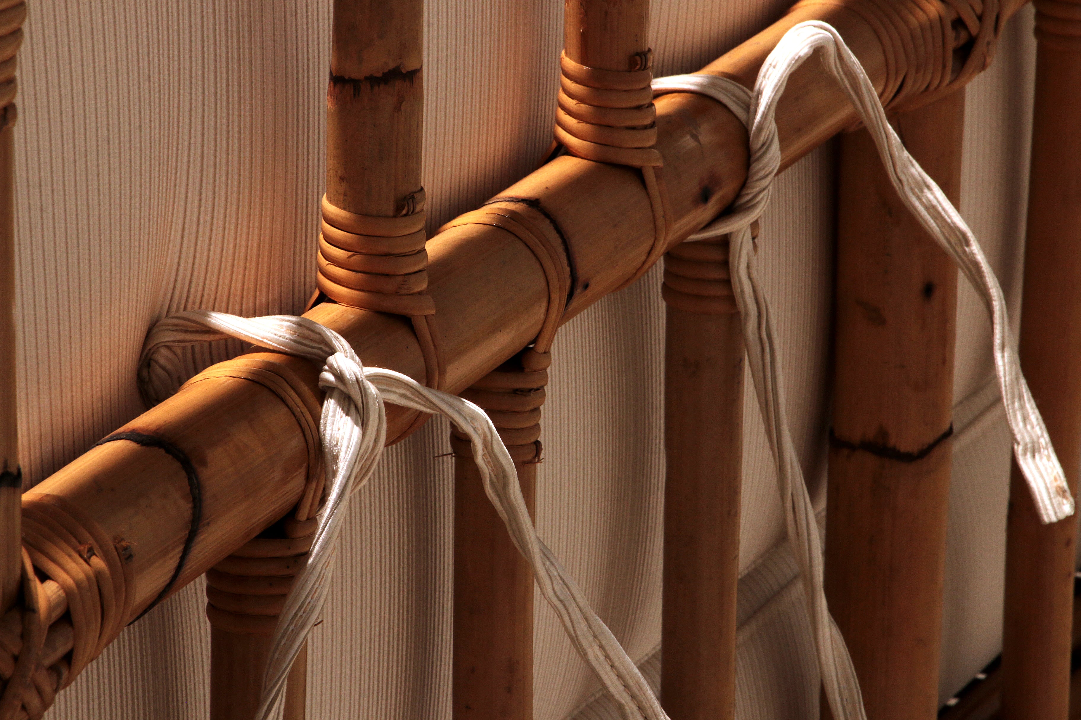 Vintage Italiaanse Bamboe Bank met Kussens uit de Jaren 70