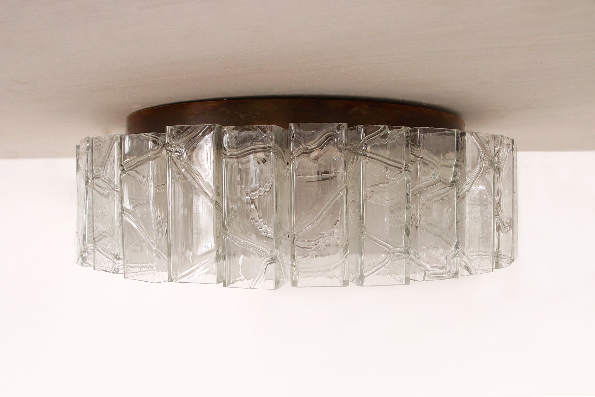 Vintage Plafondlamp Glas en Messing - Doria Leuchten, Jaren 60