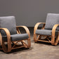 Vintage Paul Frankl 1970 Rattan Bamboo Lounge Chairs