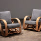 Vintage  Paul Frankl 1960 Rotan Bamboe Lounge Stoelen