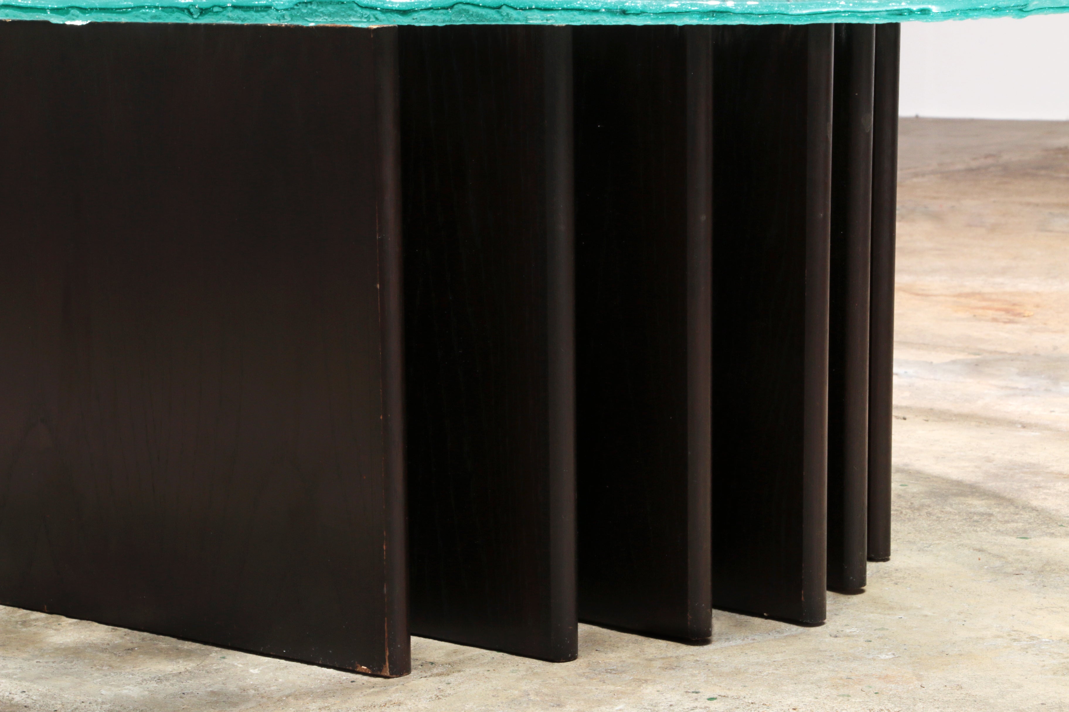 Sculpturale glazen salontafel van Heinz Lilienthal 1970,Duitsland