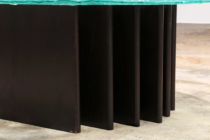 Sculpturale glazen salontafel van Heinz Lilienthal 1970,Duitsland