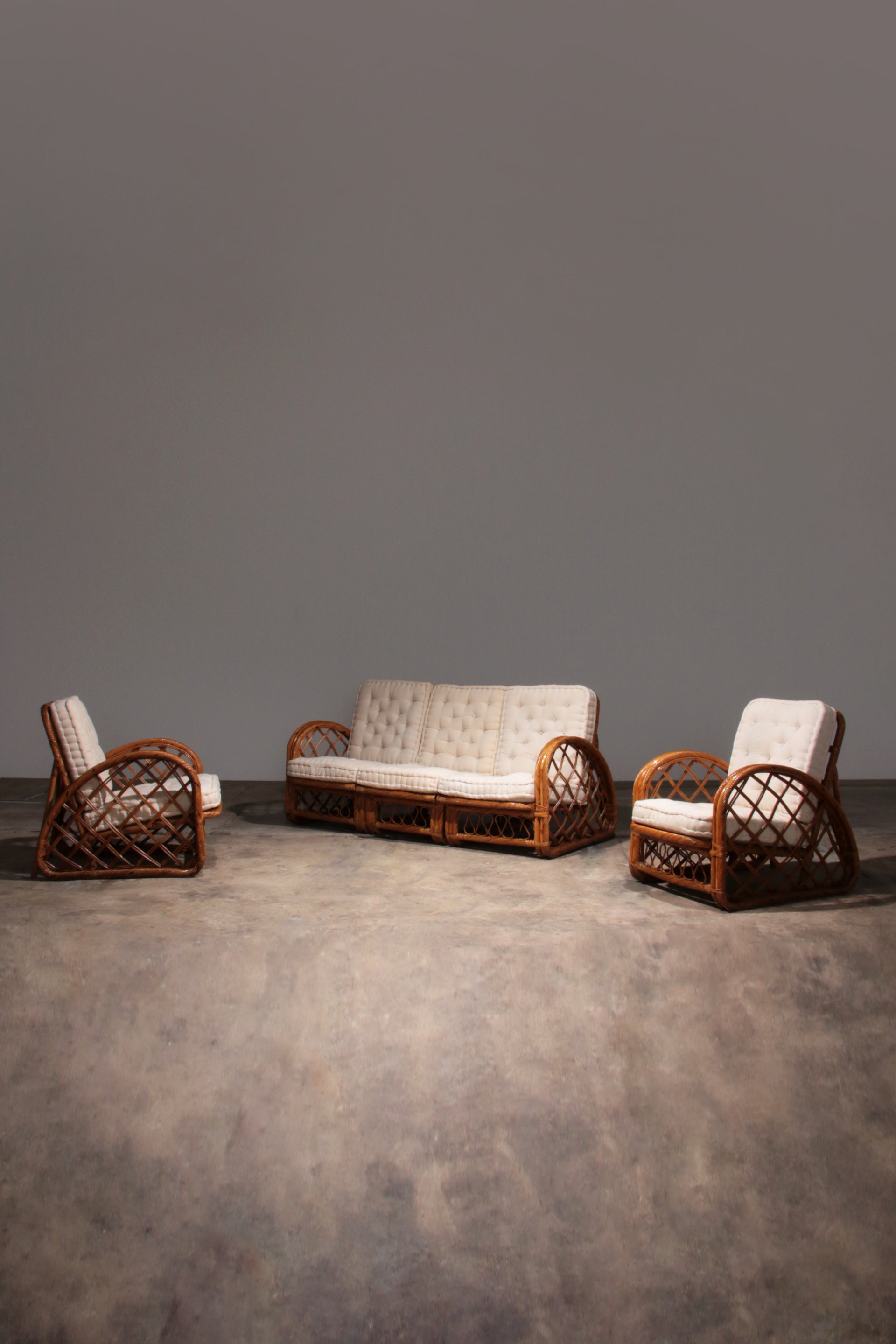 Vintage Franse Bamboe Lounge set,Paul Frankl style,1960