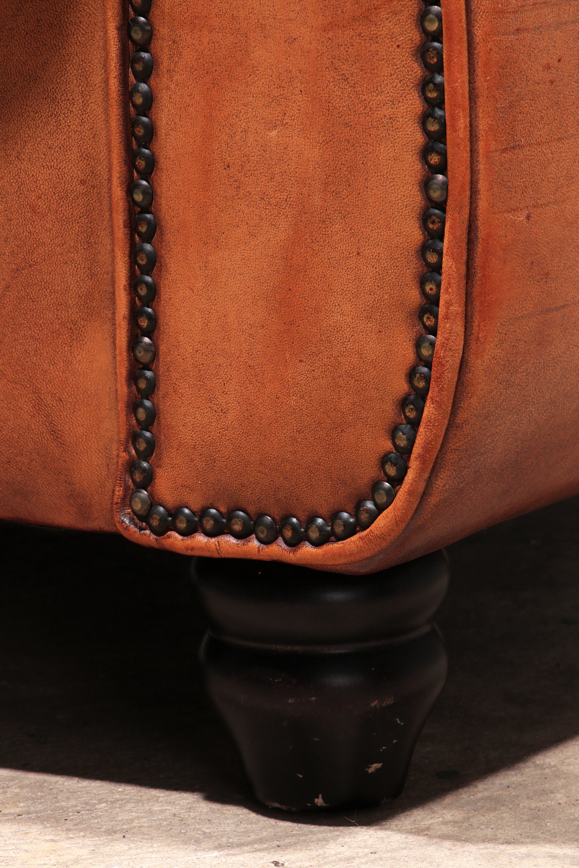 Schaap leren fauteuil Nederlands design handgemaakt 1970 -Merknaam Joris