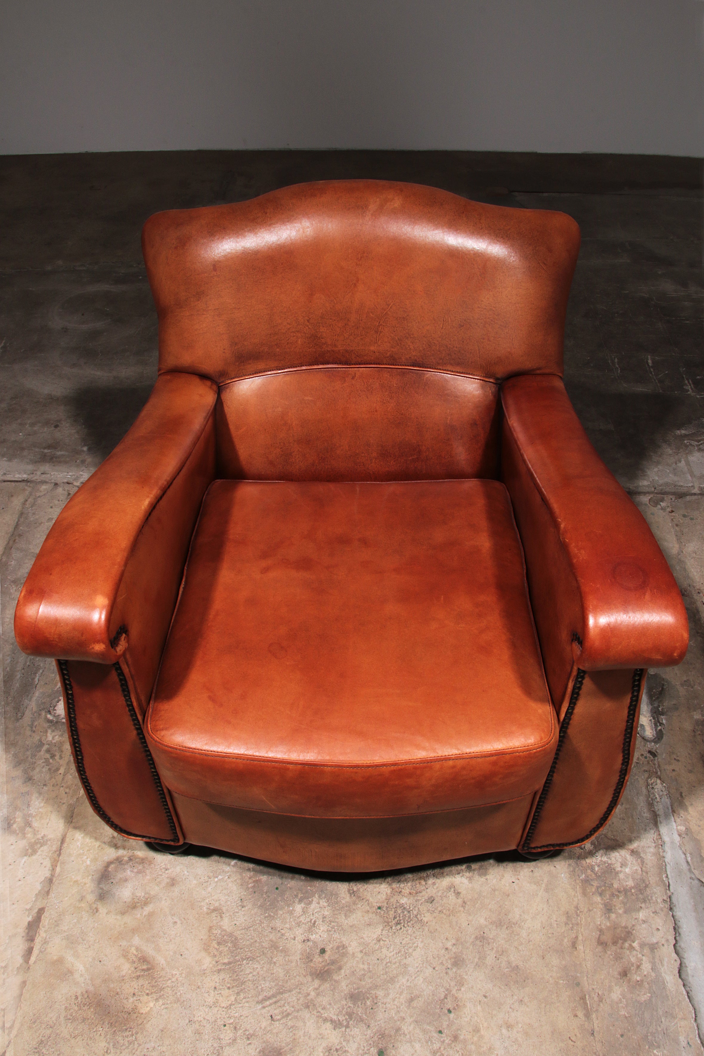 Schaap leren fauteuil Nederlands design handgemaakt 1970 -Merknaam Joris