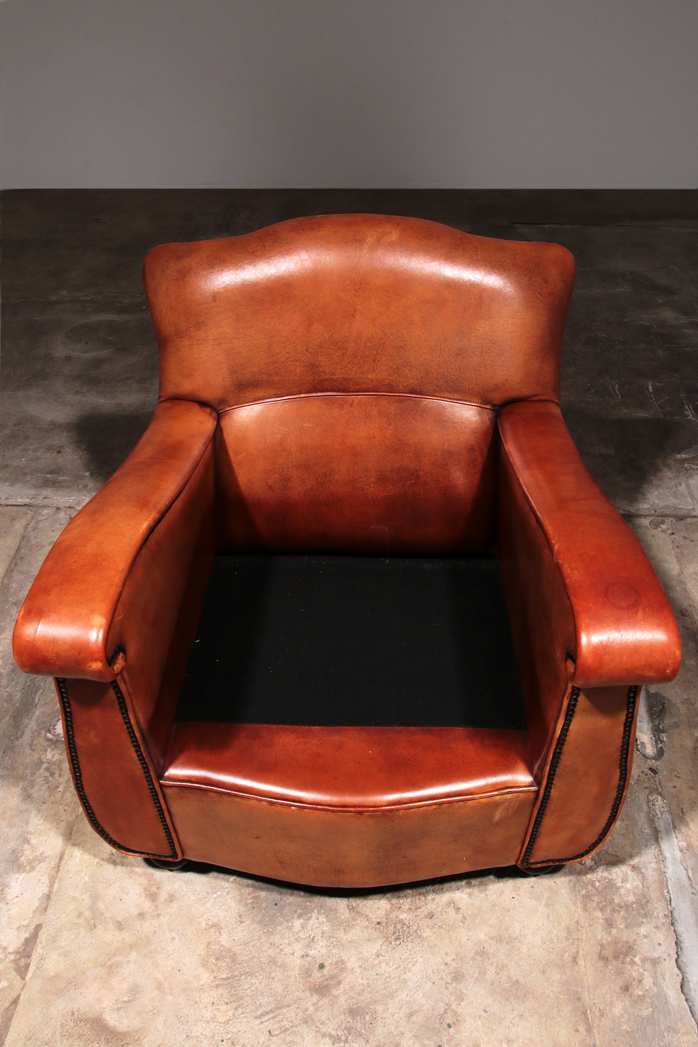 Schaap leren fauteuil Nederlands design handgemaakt 1970 -Merknaam Joris