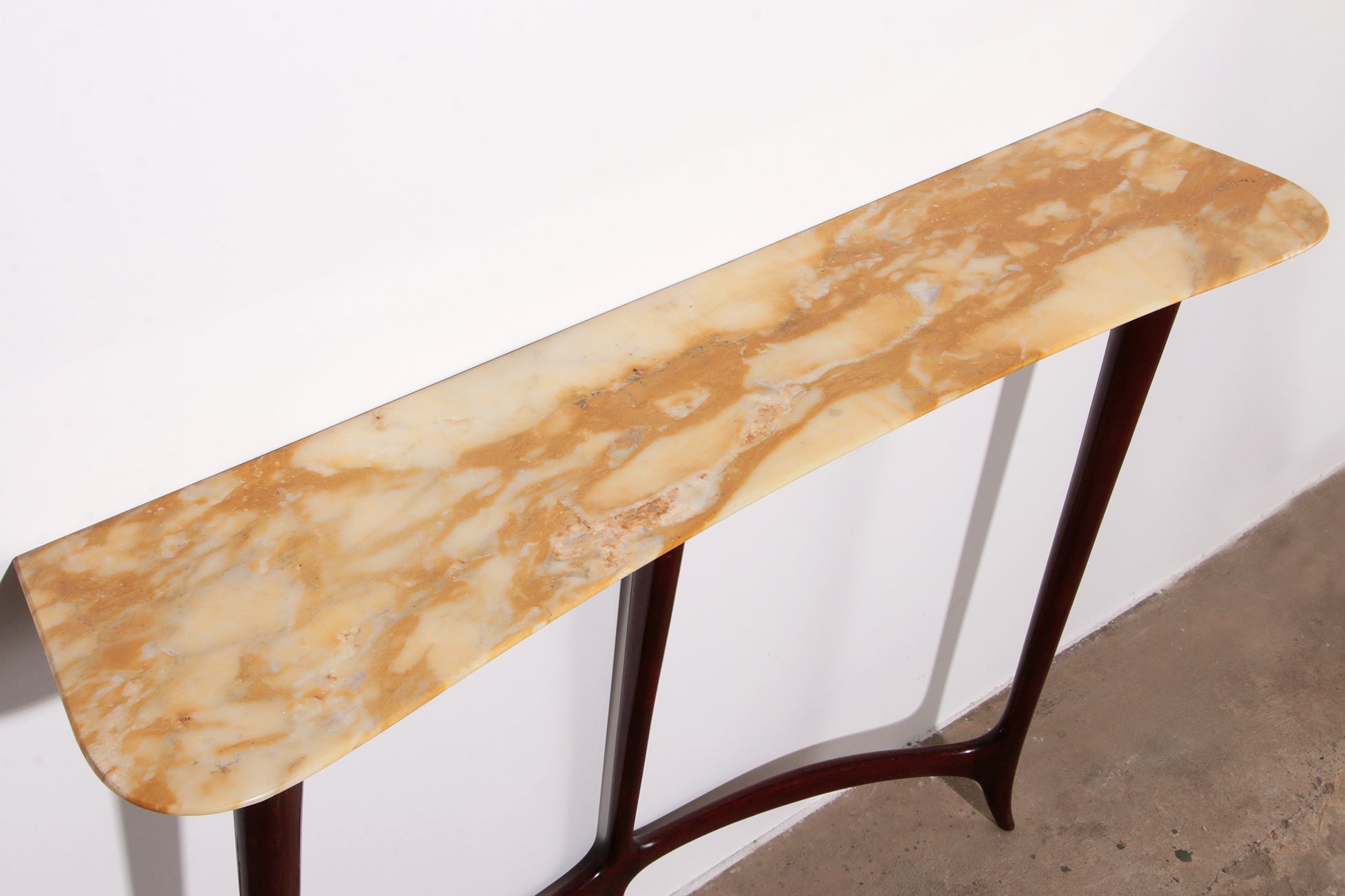 Stylish Console with Mustard Veined Marble Top by Ezio Minotti