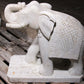 Handcrafted 2 Large Marble Elephant Statues