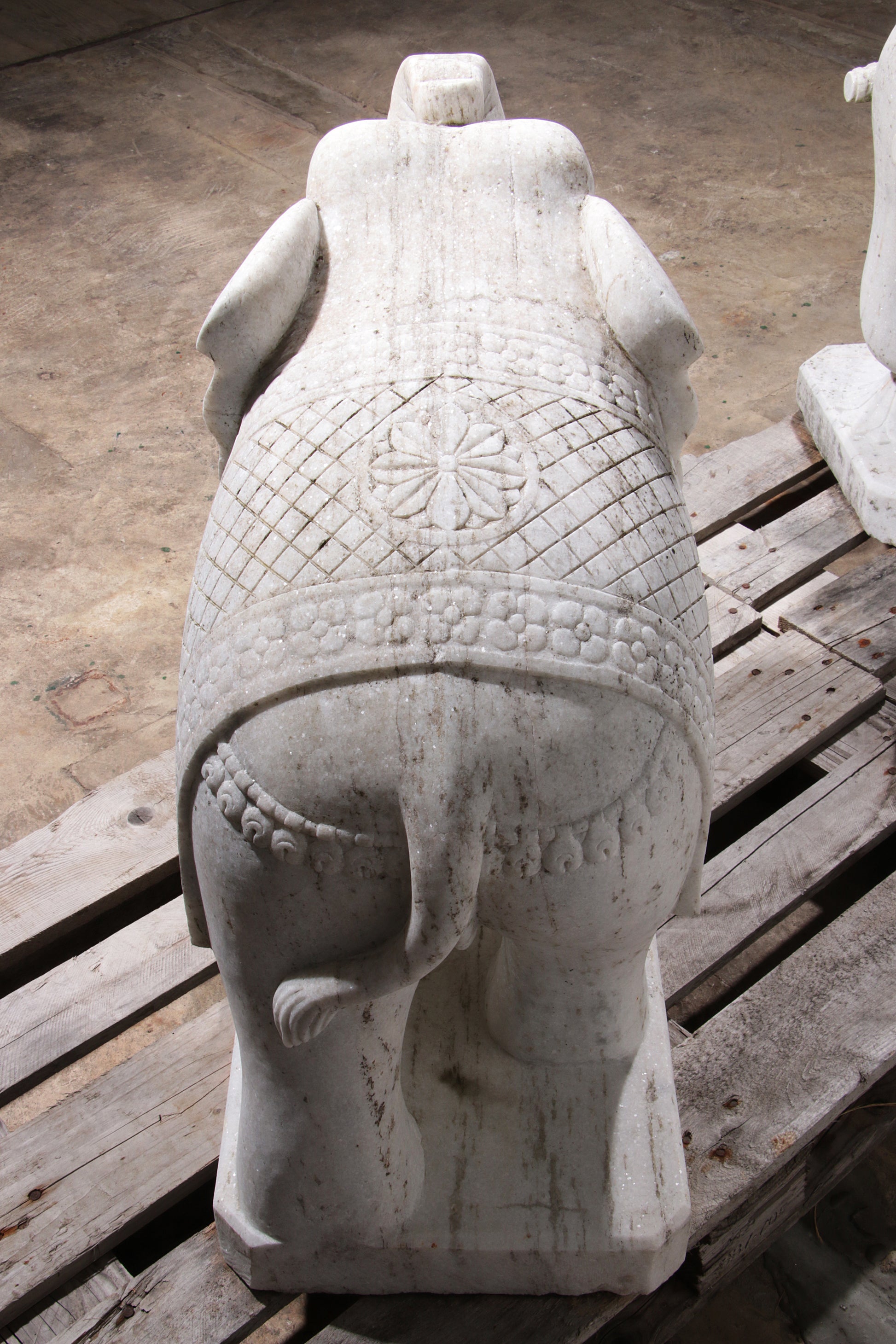 Handcrafted 2 Large Marble Elephant Statues