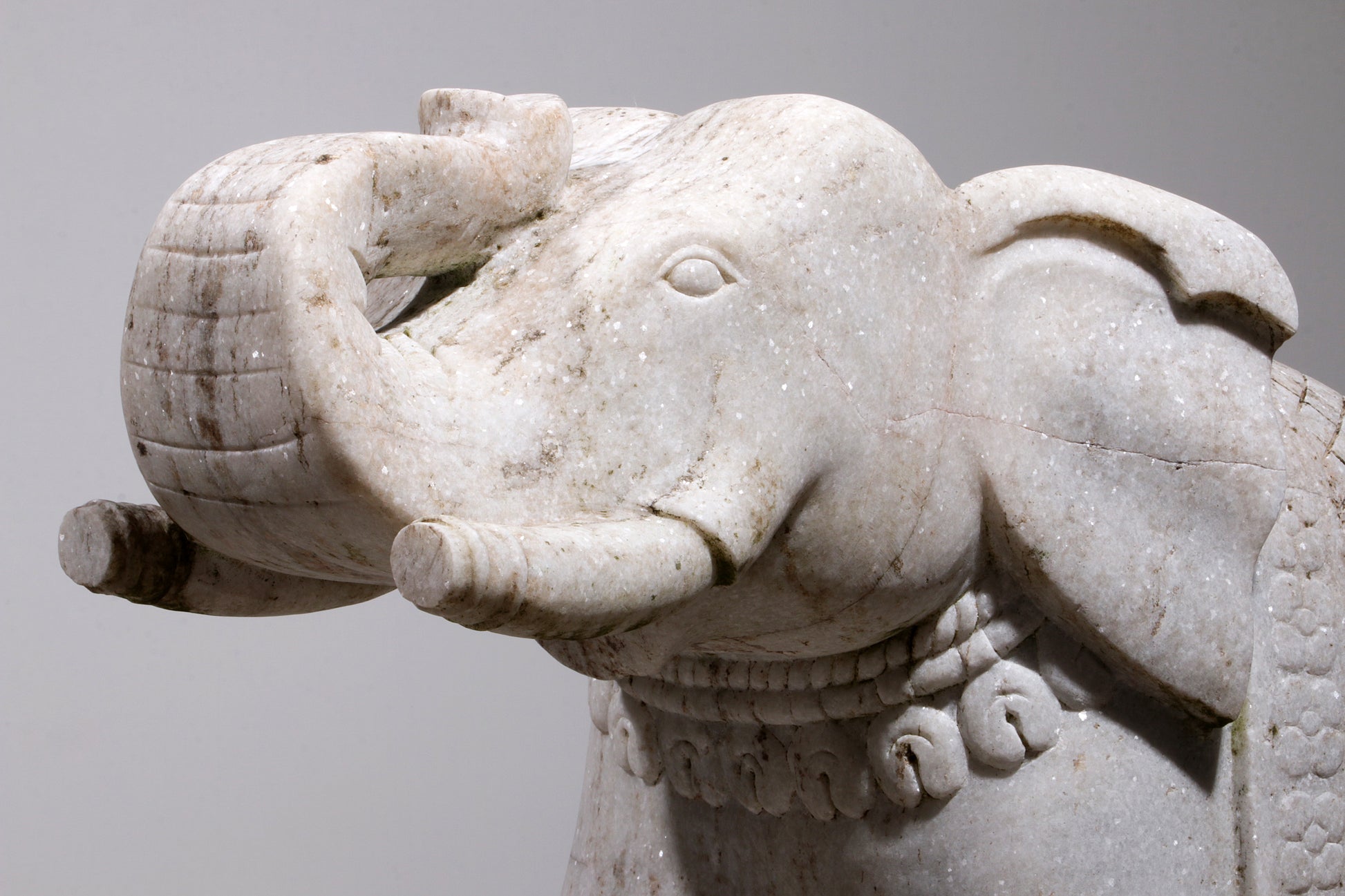 Handcrafted 2 Large Marble Elephant Statues