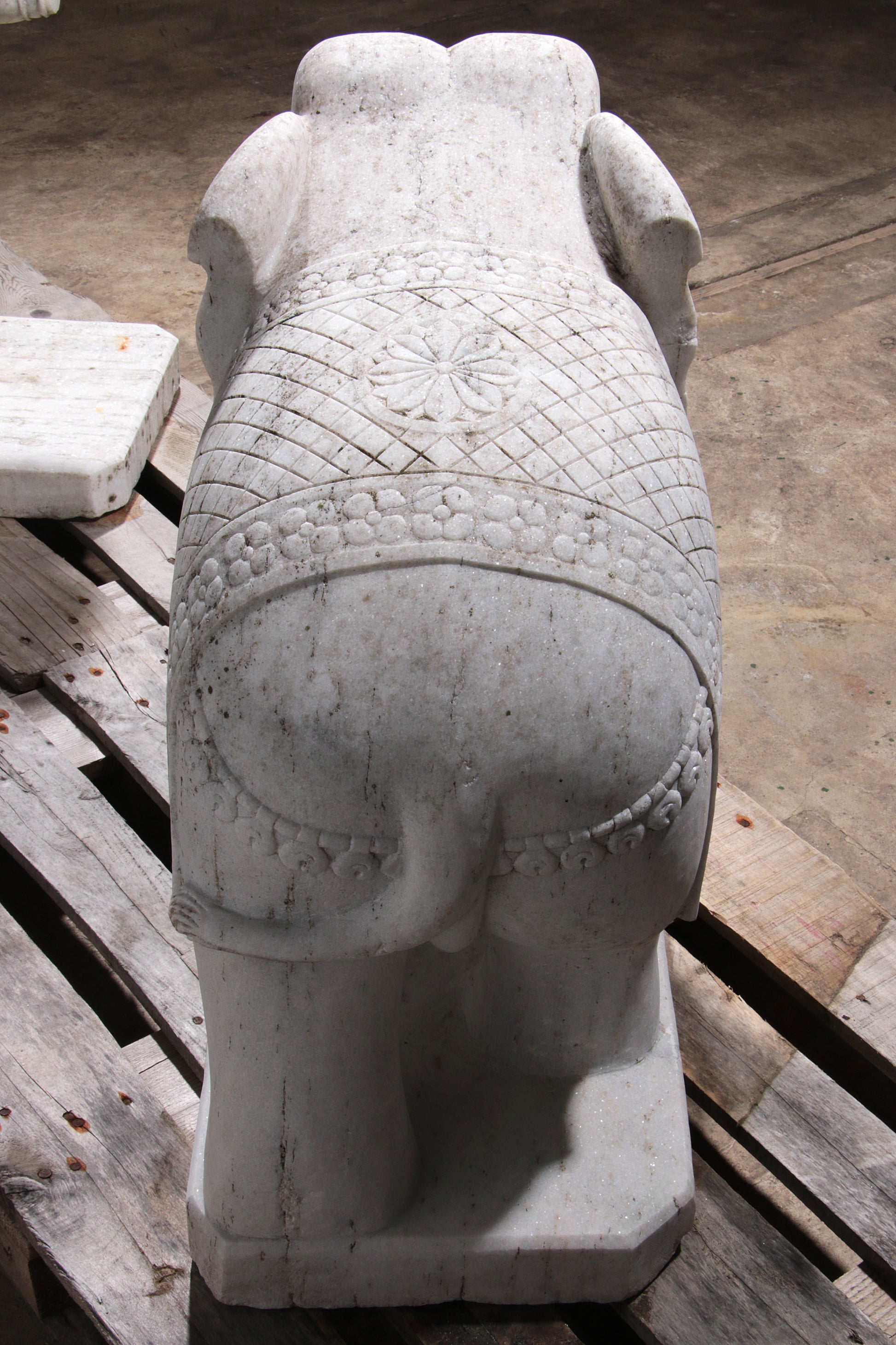 Handcrafted 2 Large Marble Elephant Statues