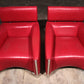Set of 2 Leolux "Goncharov" Design Armchairs in Ferrari-Red Leather