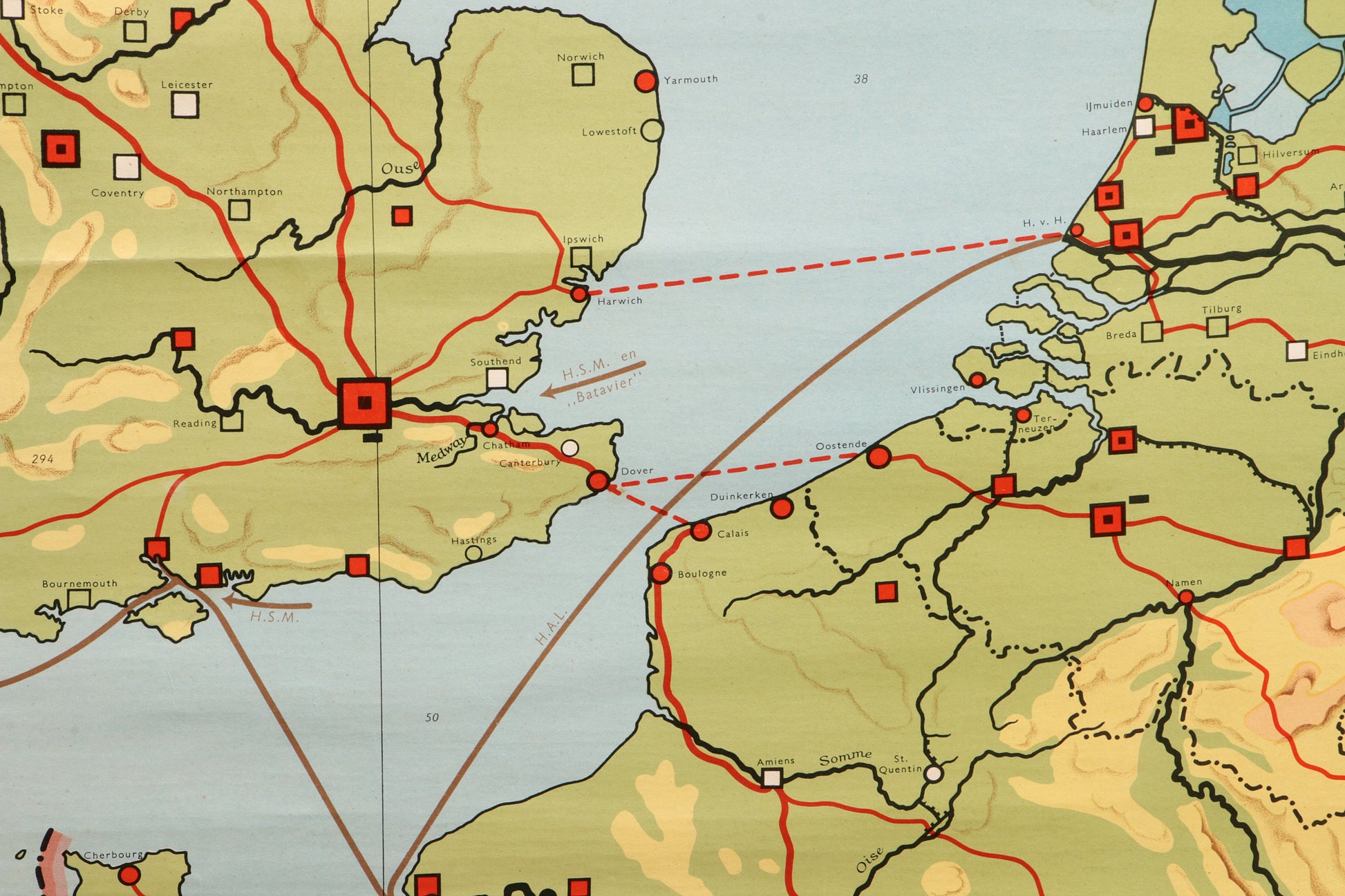 Vintage School Map of Great Britain & Ireland on Linen